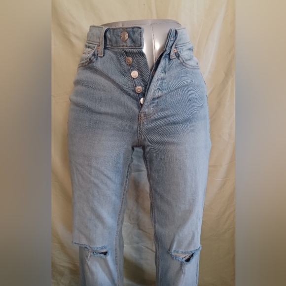 A Wild Fable Button Fly Super High Rise Slim Straight Leg Denim Jeans - Picture 9 of 11